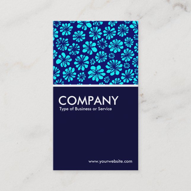 Flowers - Dark Navy Blue Business Card (Front)