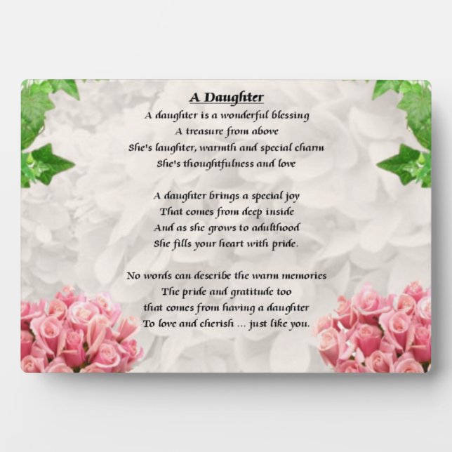 Flowers - Daughter Poem Plaque (Front)