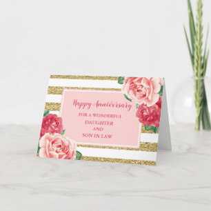 Flowers Daughter & Son in Law Wedding Anniversary Card