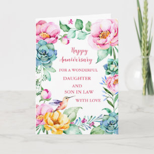 Flowers Daughter & Son in Law Wedding Anniversary Card