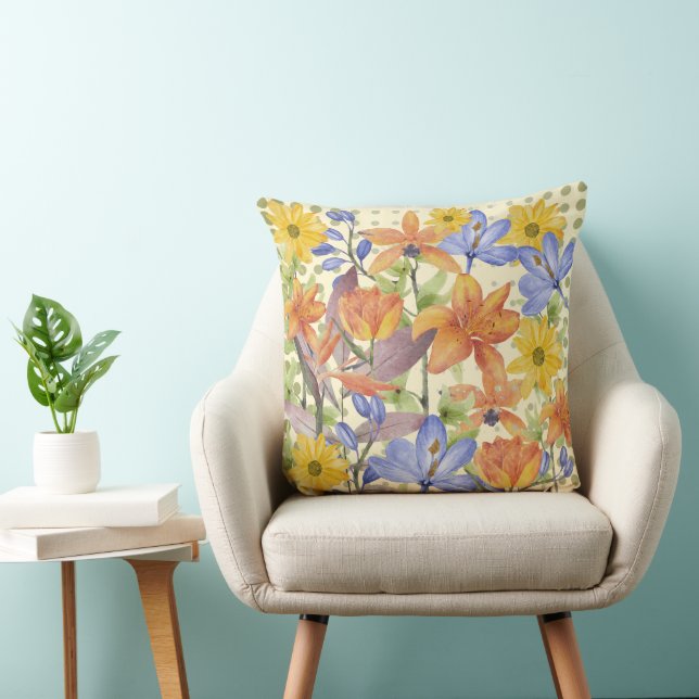 flowers decoration throw pillow (Chair)