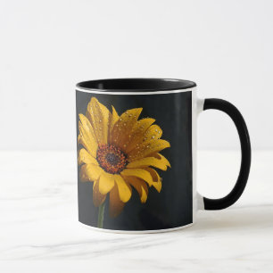 flowers dew rain ringer ceramic mug