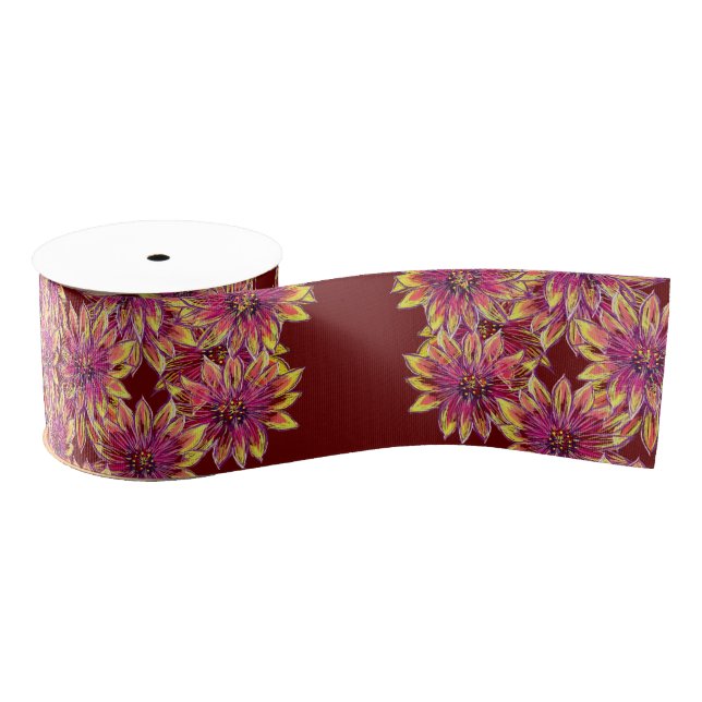 Flowers Digital Art Grosgrain Ribbon (Spool)
