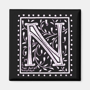 Flowers & Dots Monogram ‘N’ Magnet