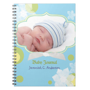 Flowers & Dots New Baby Boy Baby Photo Journal