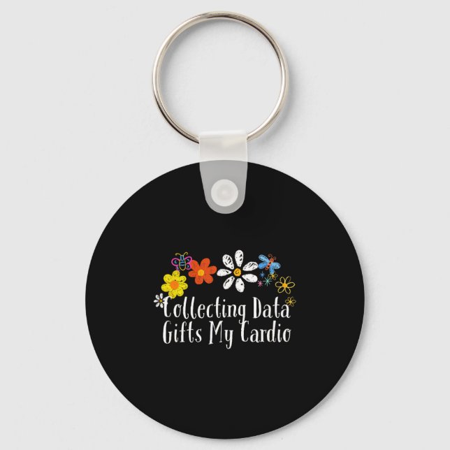 Flowers Drawing Collecting Data My Cardio Funny 20 Key Ring (Front)