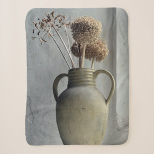 Flowers Dried Flower Vase Sherpa Blanket