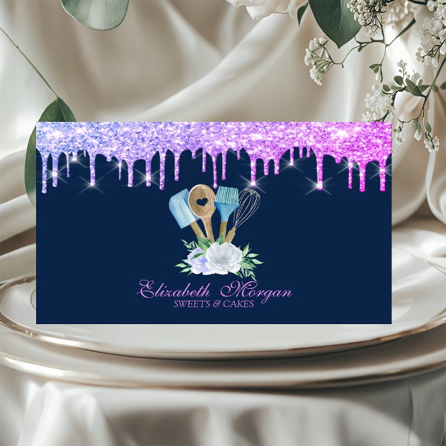 Flowers Drips Bakery Hand Tools Business Card (Creator Uploaded)