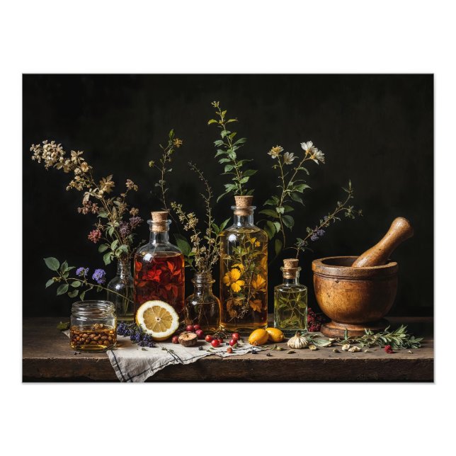 Flowers, Dropper Bottles. Botanical Wellness Photo Print (Front)