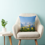 Flowers | Eiger Monch Swiss Alps Cushion<br><div class="desc">This amazing Getty Images photo features the landscape of meadow with yellow flowers in the Swiss Alps in front of famous mountains Eiger Monch Jungfrau near Grindelwald and Interlaken.</div>