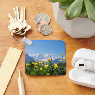 Flowers Eiger Monch Swiss Alps Key Ring