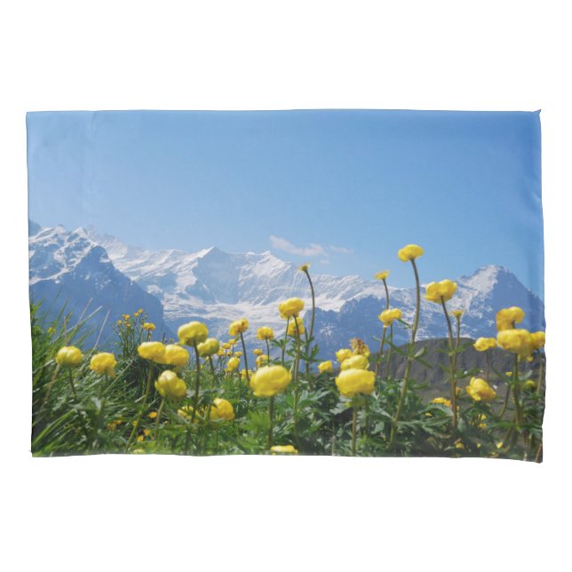 Flowers | Eiger Monch Swiss Alps Pillowcase (Front)