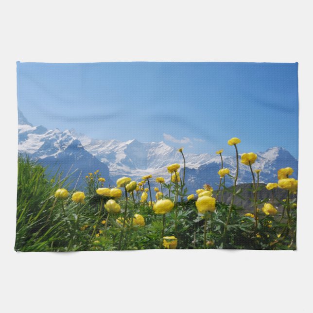 Flowers | Eiger Monch Swiss Alps Tea Towel (Horizontal)