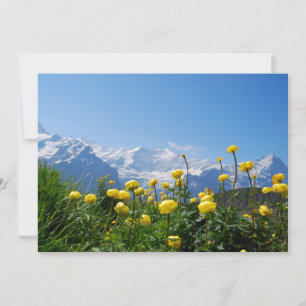 Flowers   Eiger Monch Swiss Alps Thank You Card