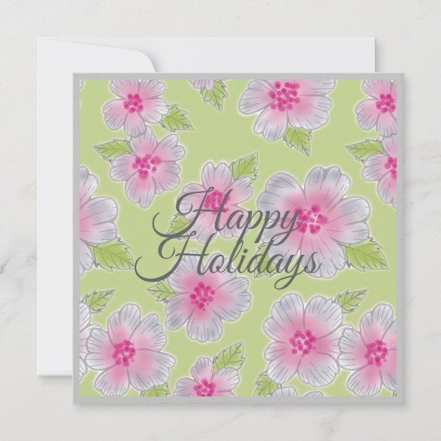Flowers Elegance Happy Holidays Birthday Card (Front)