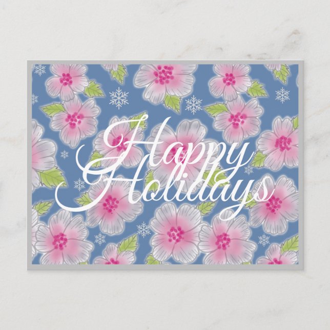Flowers Elegance Happy Holidays Card (Front)
