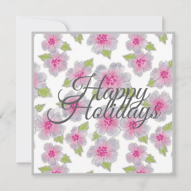 Flowers Elegance Happy Holidays Card (Front)