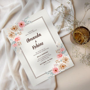 Flowers Elegant Modern Wedding Invitation