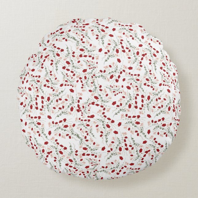 Flowers elegant poufs round cushion (Front)