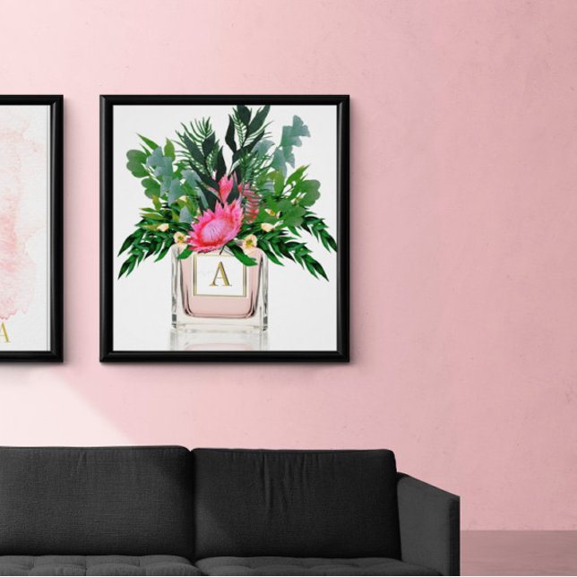 Flowers Elegant Protea  Perfume Bottle Monogram Poster (Creator Uploaded)