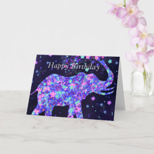 Flowers Elephant Birthday Card