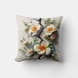 Flowers Emerging from a Fractured Surface Cushion