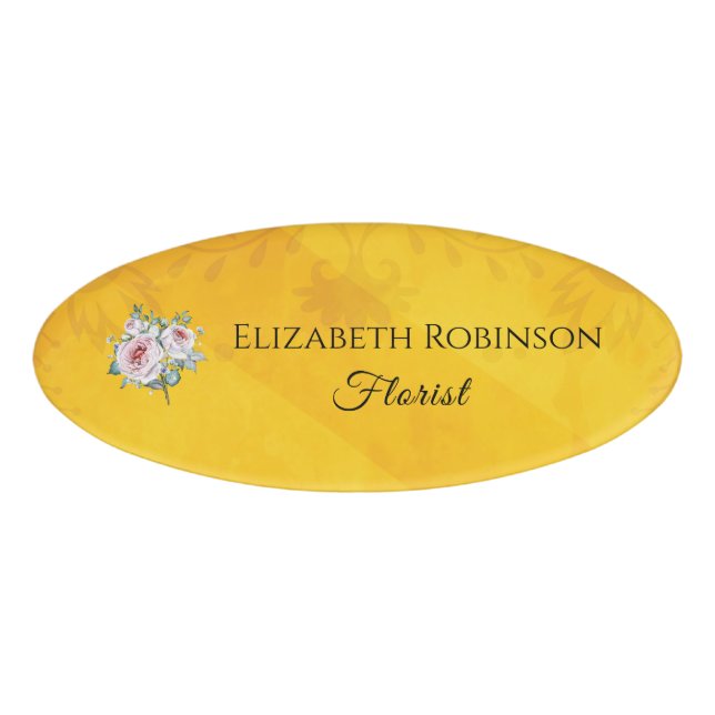 Flowers Employee Name Business Florist  Name Tag (Front)
