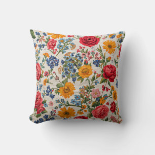 Flowers Everywhere, colorful design, Cushion