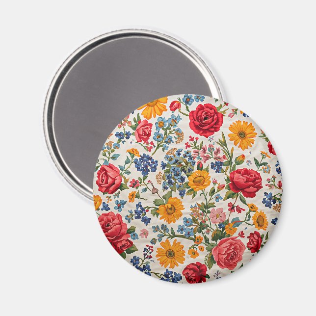 Flowers Everywhere, colorful design, Magnet (Front/Back)