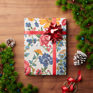 Flowers Everywhere, colorful design, Wrapping Paper