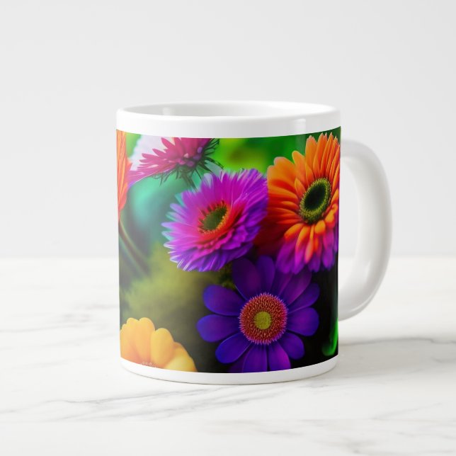 Flowers Everywhere Large Coffee Mug (Front Right)