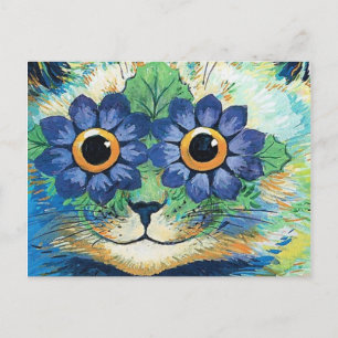 Flowers Eyes Cat By Louis Wain Postcard