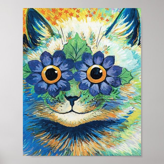Flowers Eyes Cat By Louis Wain Poster (Front)