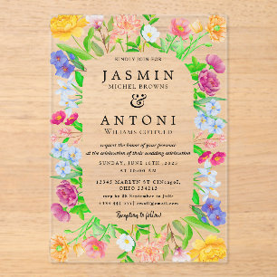 Flowers  Fall Foliage Wedding  Acrylic Invitations