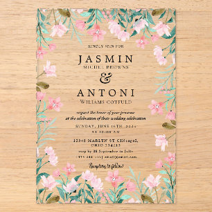 Flowers Fall Foliage Wedding Acrylic Invitations