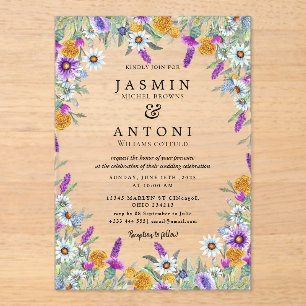 Flowers Fall Foliage Wedding Acrylic Invitations