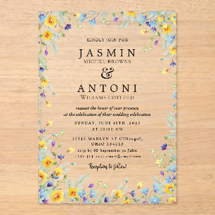 Flowers Fall Foliage Wedding Acrylic Invitations