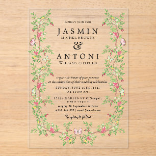  Flowers  Fall Foliage Wedding  Acrylic Invitations