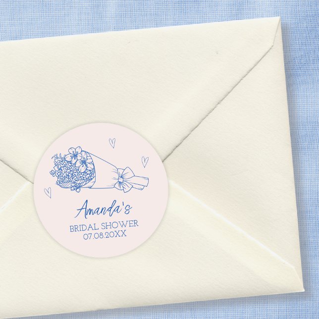 Flowers Farmers Market Hand Drawn Bridal Shower Classic Round Sticker (Flowers Farmers Market Hand Drawn Bridal Shower Classic Round Sticker)