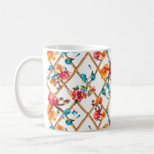 flowers fashion fabric design flower,oil,painting, coffee mug