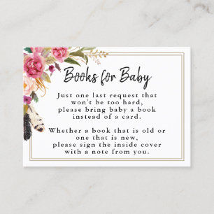 Flowers & Feathers Baby Shower Book Insert Card