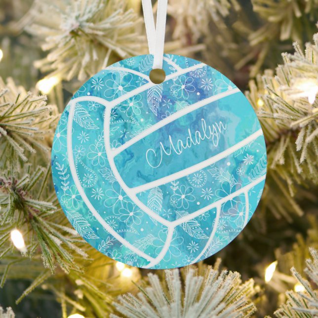 flowers feathers paislies turquoise volleyball metal tree decoration (Insitu)