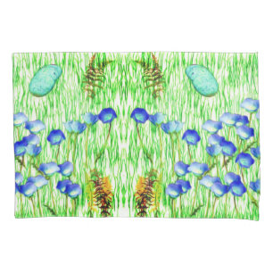 Flowers Ferns Grass Rocks Photo Painting Abstract Pillowcase