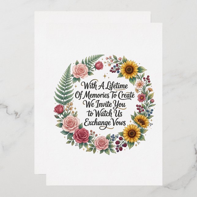 Flowers & Ferns Wedding Invitation (Front/Back)