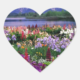 Flowers Field Heart Sticker