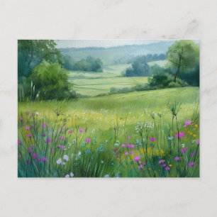 Flowers Field Nature Scene Postcard
