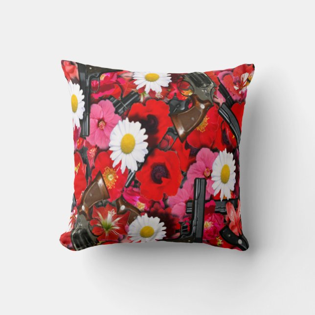 Flowers & Firearms Pillow (Front)