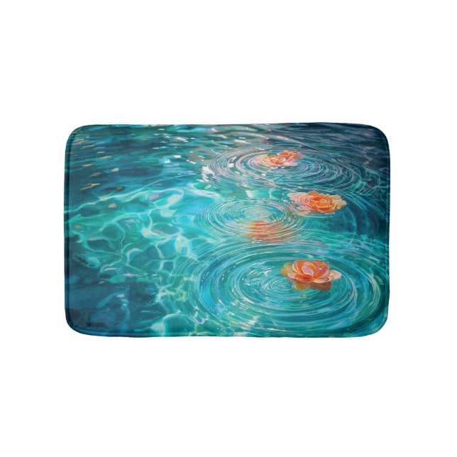 Flowers Floating on Water  Bath Mat (Front)