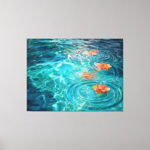 Flowers Floating on Water  Canvas Print