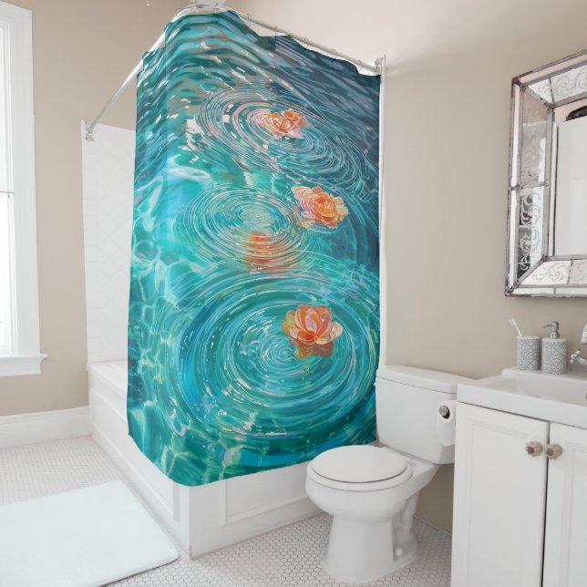 Flowers Floating on Water  Shower Curtain (In Situ)